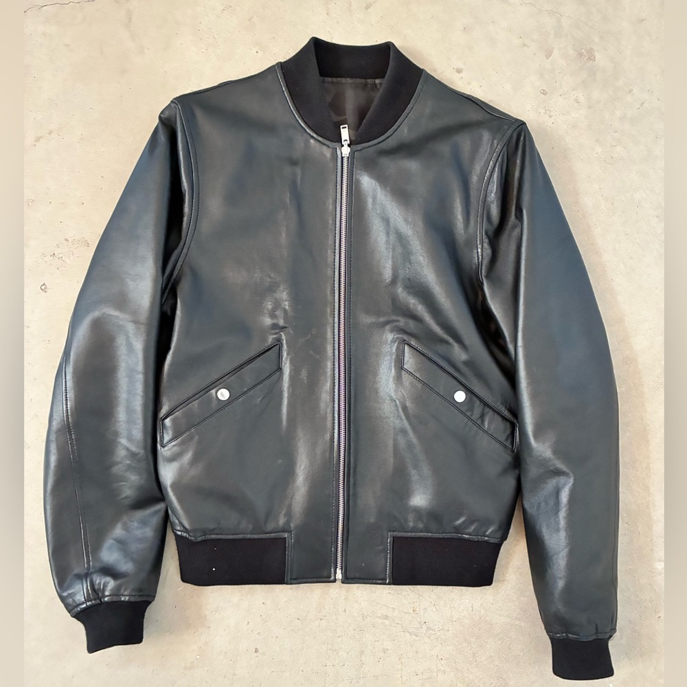 Men's Sandro Black Leather reversible Bomber Jacket- small